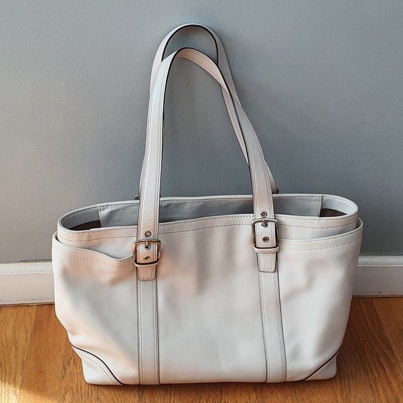 White Vintage COACH Large Tote Leather Bag (No. K0669-F10288) - Picture 7 of 8
